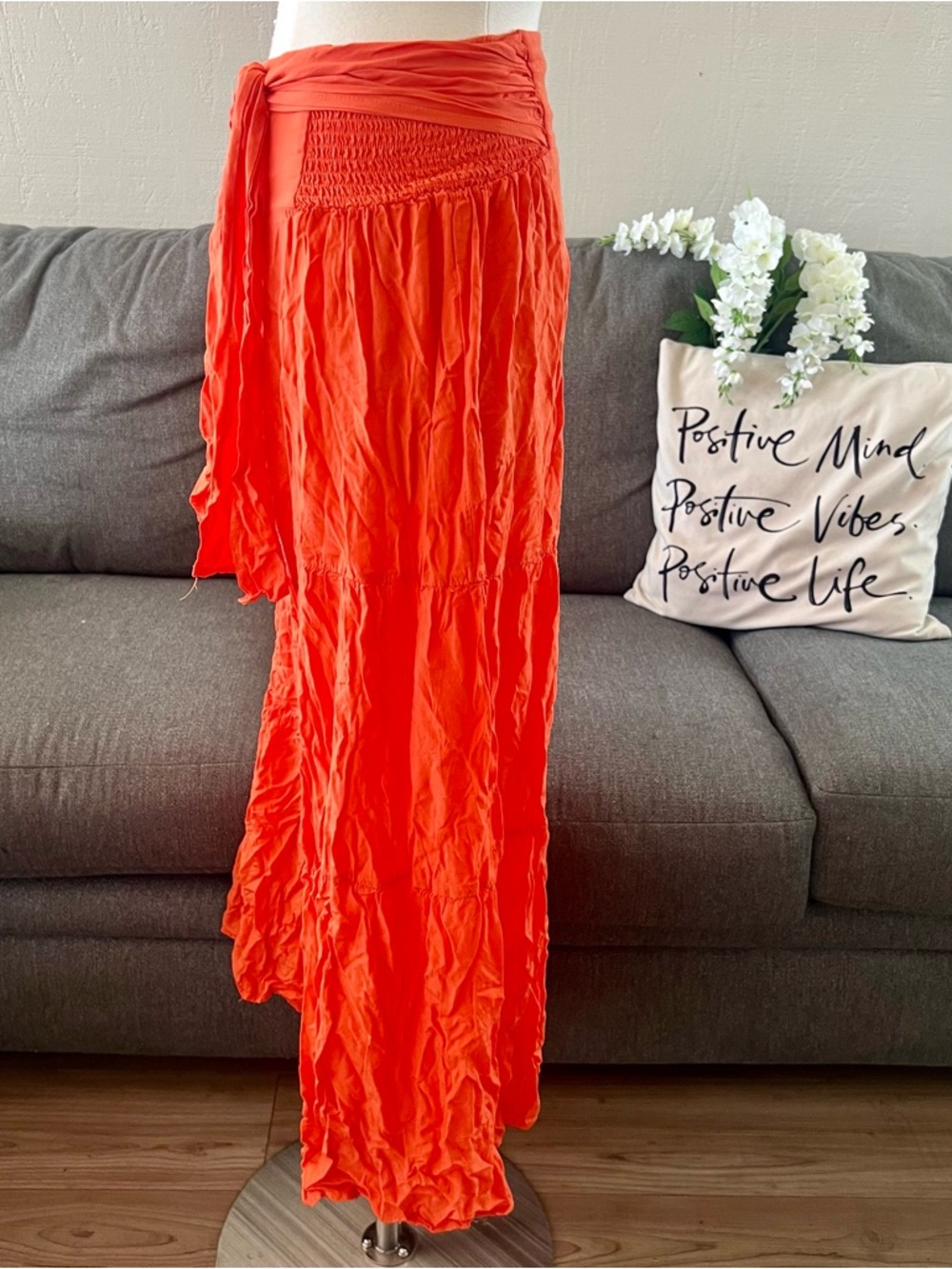 Boho Orange Wide Leg Pants - Picture 3 of 8